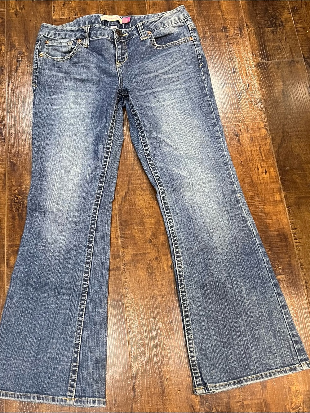 Aeropostale Women's Distressed Blue Wide Leg Jeans